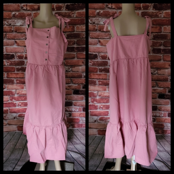 City Chic Pink Denim Maxi Sundress 20 NWT - Picture 3 of 4